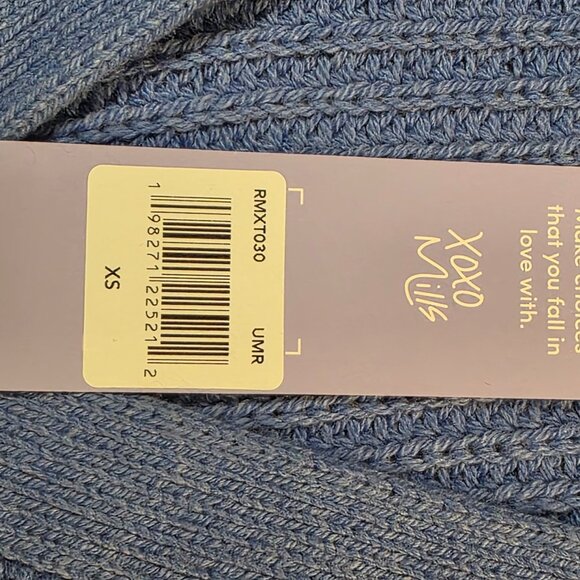 FLORENCE BY MILLS Blue Bright Side Cropped Knit Cardigan Sweater V-Neck XS NWT - Picture 4 of 7